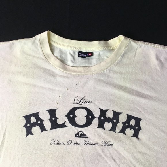 #87 Quiksilver Live Aloha Long Sleeve Men's Kauai Hawaii Maui distress VTG - Picture 10 of 11